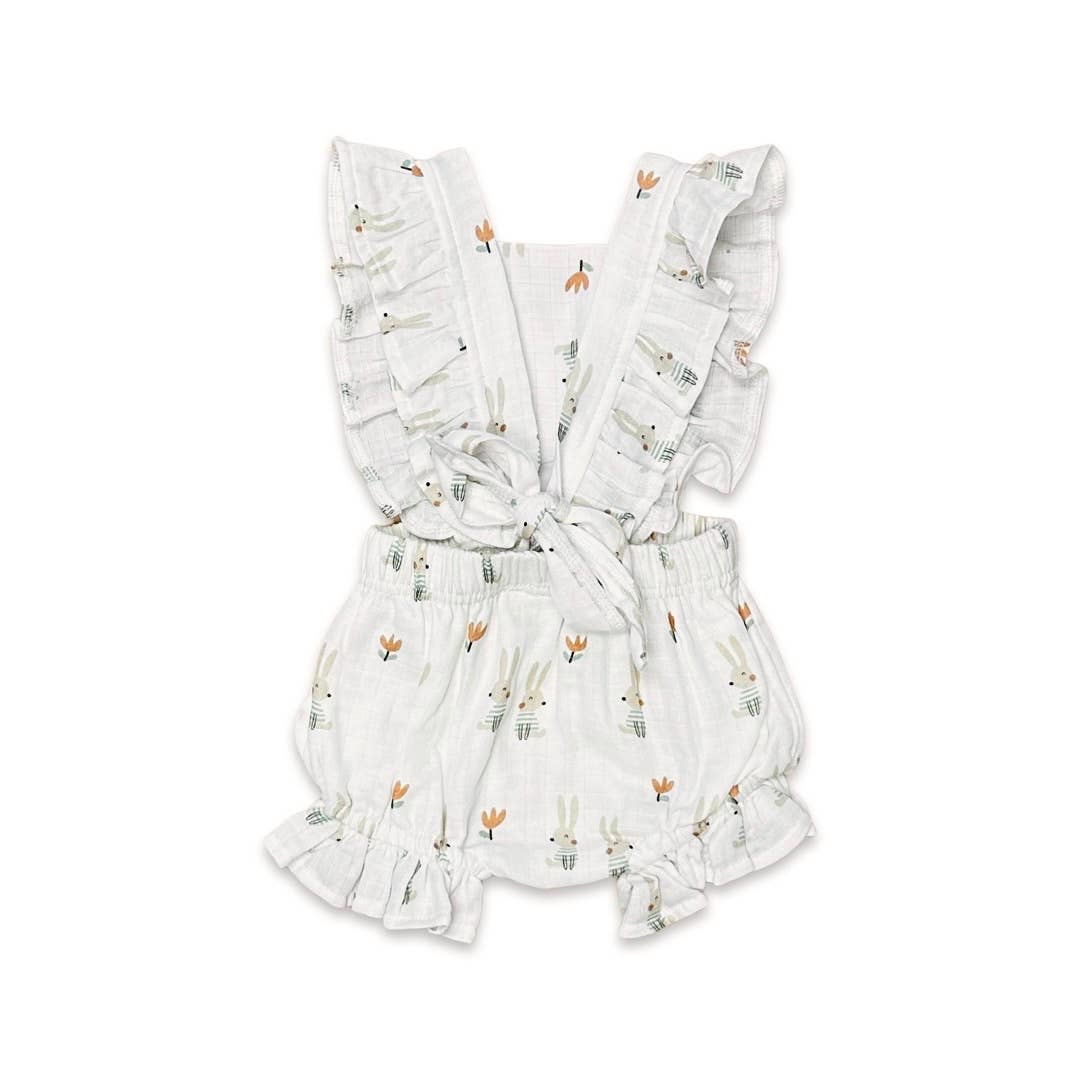 Image of Bunny Ruffle Tie Back Short Romper